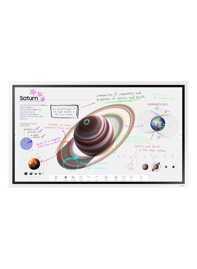 Samsung Flip Pro WM55B 55-inch interactive display with a 4K UHD (3840 x 2160) VA panel, 178° viewing angles, and 4000:1 contrast ratio. WM55B Black - Image 1
