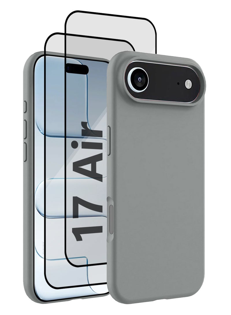 MARGOUN 3Packs Liquid Silicone Protective Phone Case for iPhone 17 Air , Soft Anti-Scratch Microfiber Lining Utra Slim Drop Protection Phone Cover with Two 3D Screen Protectors - Olive Green-3