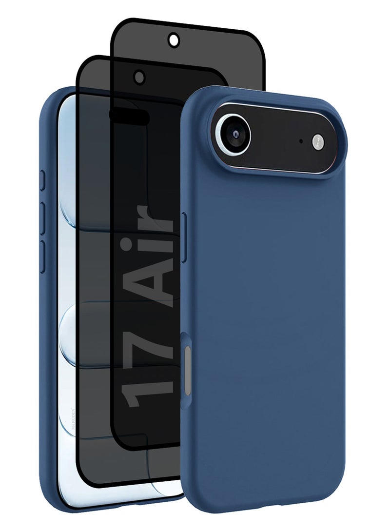 مارجون حافظة هاتف سائلة من السيليكون الواقية 3 عبوات لجهاز آيفون 17 إير، بطانة ميكروفايبر ناعمة مضادة للخدش، حماية رقيقة للغاية من السقوط مع واقيين للشاشة الخصوصية -