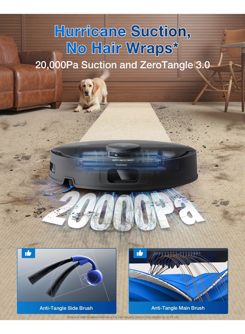 إيكوفاكس مكنسة روبوتية DEEBOT T30C OMNI مع محطة، مكنسة روبوتية 20000Pa، غسيل بالماء الساخن 75°C، ممسحة OZMO Turbo 2.0، فرشاة ZeroTangle 3.0، تنظيف رطب متكيف، أسود - Image 2