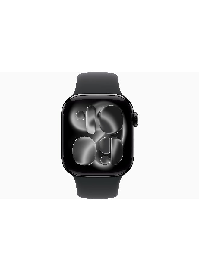 Apple Watch Series 11 GPS 42mm (International Version) Jet Black Aluminium Case With Black Sport Band - S/M - Image 2