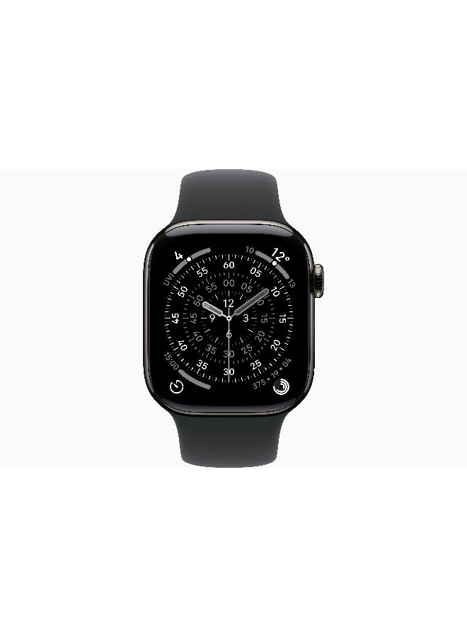 Apple Watch Series 11 GPS + Cellular 42mm (International Version) Slate Titanium Case With Black Sport Band - S/M - Image 2