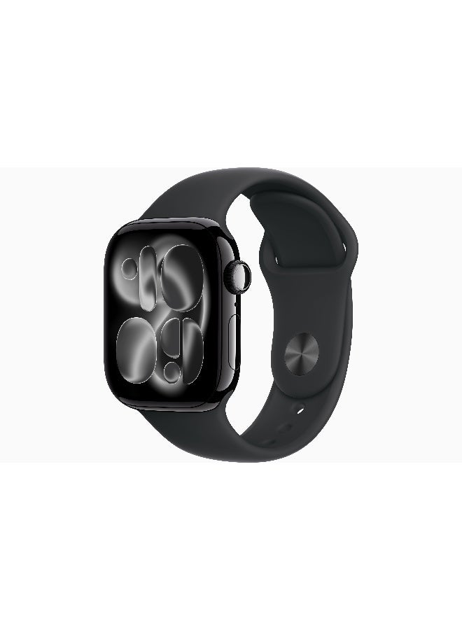 Apple Watch Series 11 GPS 42mm (International Version) Jet Black Aluminium Case With Black Sport Band - M/L - Image 1