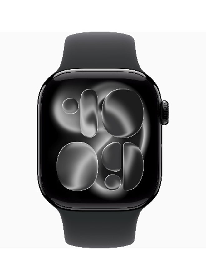 Apple Watch Series 11 GPS 42mm (International Version) Jet Black Aluminium Case With Black Sport Band - M/L - Image 2