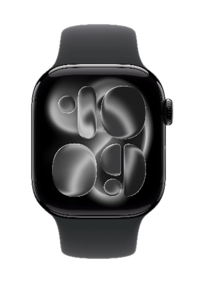 Apple Watch Series 11 GPS 42mm (International Version) Jet Black Aluminium Case With Black Sport Band - M/L - Image 2