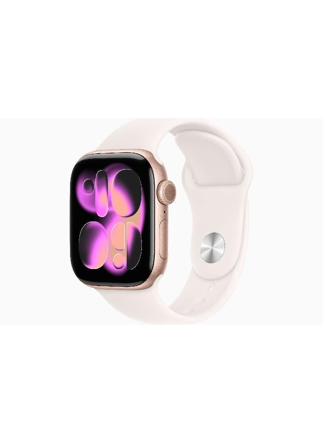 Apple Watch Series 11 GPS 42mm (International Version) Rose Gold Aluminium Case With Light Blush Sport Band - S/M - Image 1