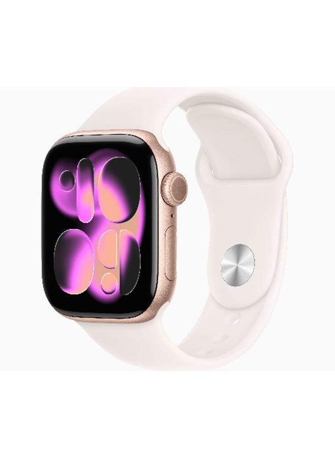 Apple Watch Series 11 GPS 42mm (International Version) Rose Gold Aluminium Case With Light Blush Sport Band - S/M - Image 1