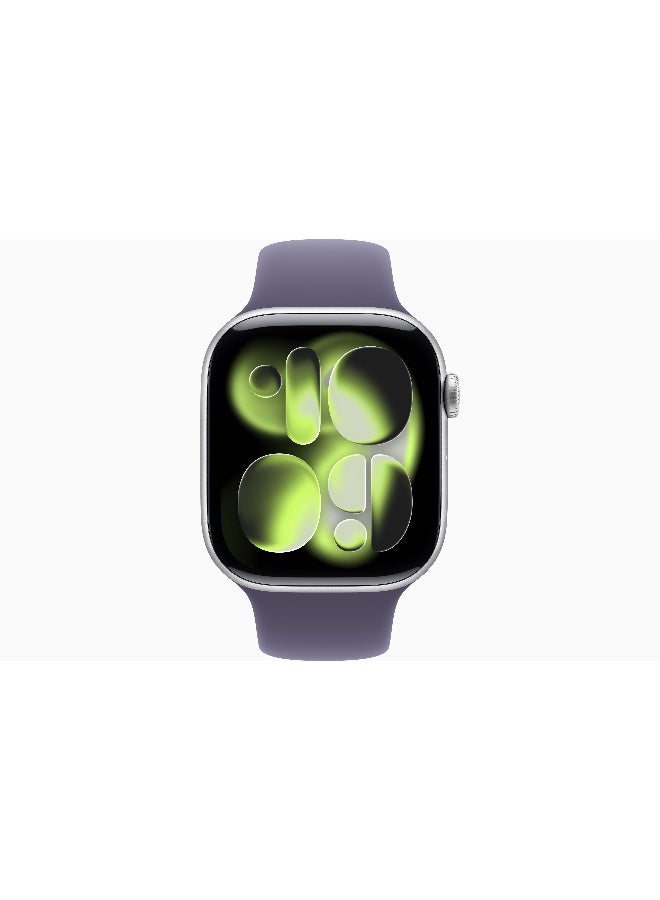 Apple Watch Series 11 GPS + Cellular 46mm (International Version) Silver Aluminium Case With Purple Fog Sport Band - M/L - Image 2