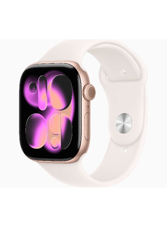 Apple Watch Series 11 GPS 46mm (International Version) Rose Gold Aluminium Case With Light Blush Sport Band - M/L White - Image 1