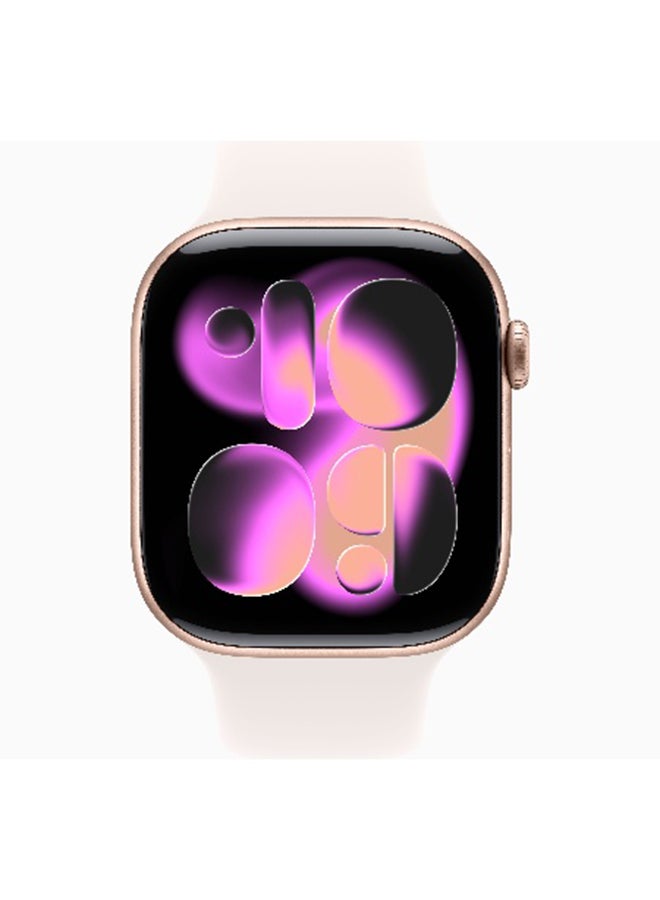 Apple Watch Series 11 GPS 46mm (International Version) Rose Gold Aluminium Case With Light Blush Sport Band - M/L White - Image 2