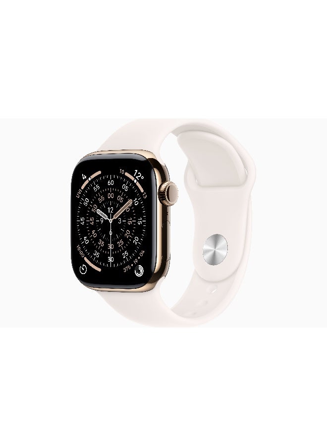 ابل  Watch Series 11 GPS + Cellular 42mm (International Version) Gold Titanium Case With Light Blush Sport Band - S/M - Image 1