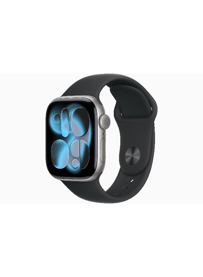 Apple Watch Series 11 GPS + Cellular 42mm (International Version) Space Grey Aluminium Case With Black Sport Band - S/M - Image 1