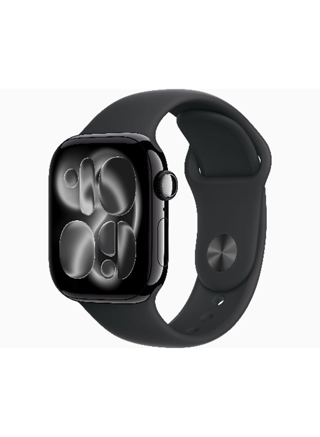 Apple Watch Series 11 GPS + Cellular 42mm (International Version) Jet Black Aluminium Case With Black Sport Band - M/L - Image 1