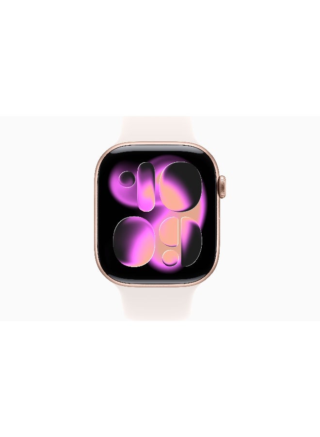 Apple Watch Series 11 GPS 46mm (International Version) Rose Gold Aluminium Case With Light Blush Sport Band - S/M - Image 2