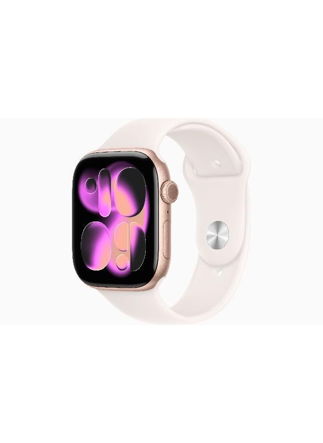 Apple Watch Series 11 GPS 46mm (International Version) Rose Gold Aluminium Case With Light Blush Sport Band - S/M - Image 1