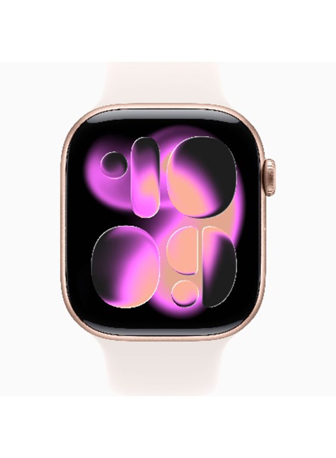 ابل  ساعة سلسلة 11 GPS 46 مم (نسخة دولية) علبة ألمنيوم وردية اللون مع - Image 2