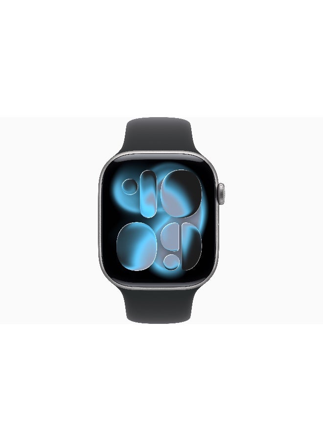 Apple Watch Series 11 GPS 46mm (International Version) Space Grey Aluminium Case With Black Sport Band - S/M - Image 2