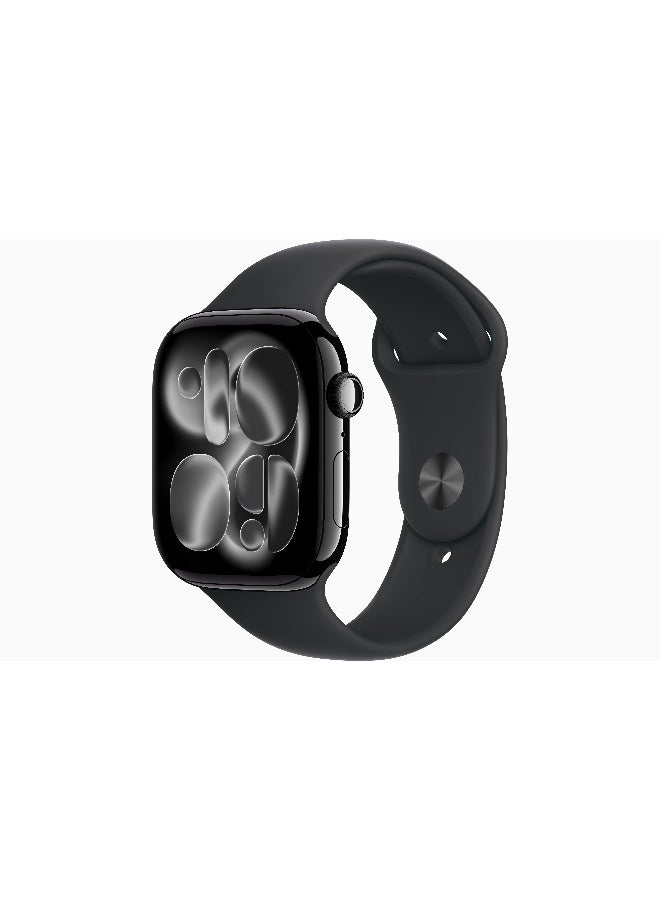 Apple Watch Series 11 GPS + Cellular 46mm (International Version) Jet Black Aluminium Case With Black Sport Band - M/L - Image 1