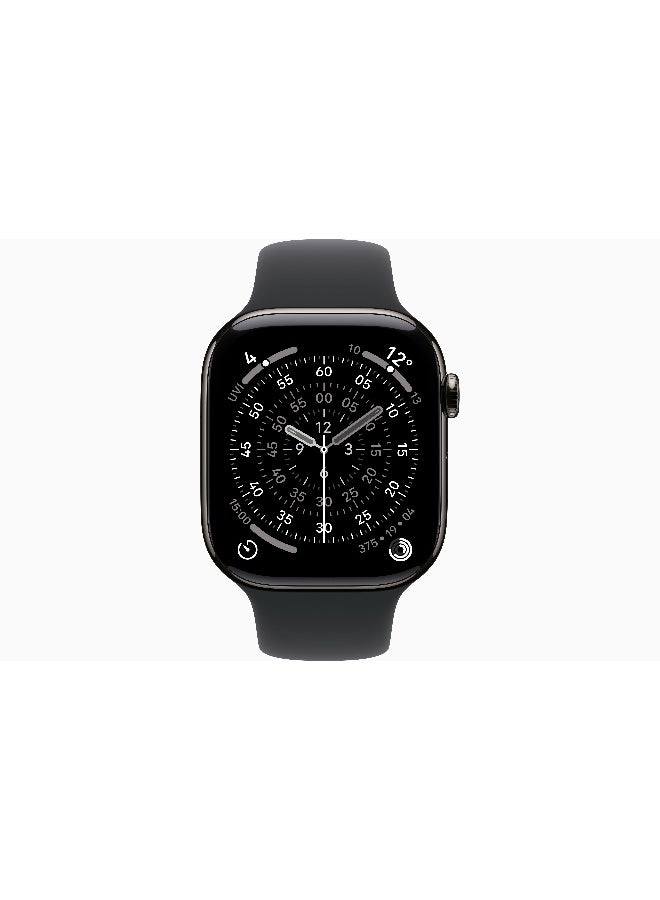 ابل  Watch Series 11 GPS + Cellular 46mm (International Version) Slate Titanium Case With Black Sport Band - M/L - Image 2