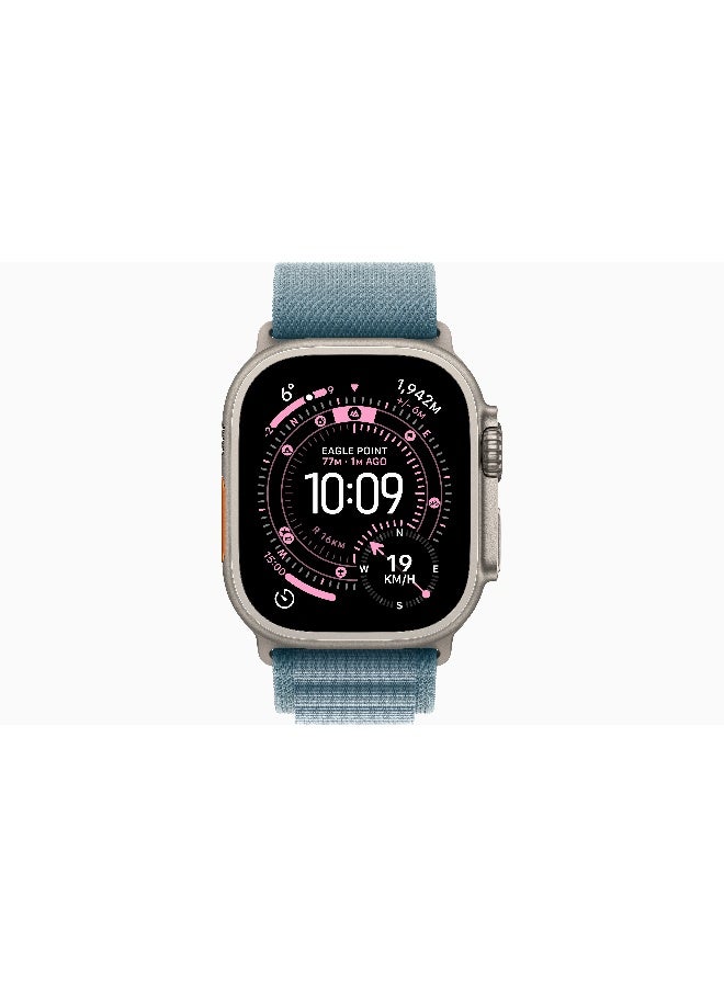 Apple Watch Ultra 3 GPS + Cellular 49mm (International Version) Natural Titanium Case With Light Blue Alpine Loop - Small - Image 2