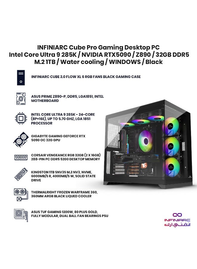 انفني ارك كمبيوتر ألعاب Cube Pro مع معالج Intel Core Ultra 9-285K/32GB RAM DDR5/1TB SSD/32GB Nvidia GeForce RTX 5090/Windows 11 Pro - Image 3
