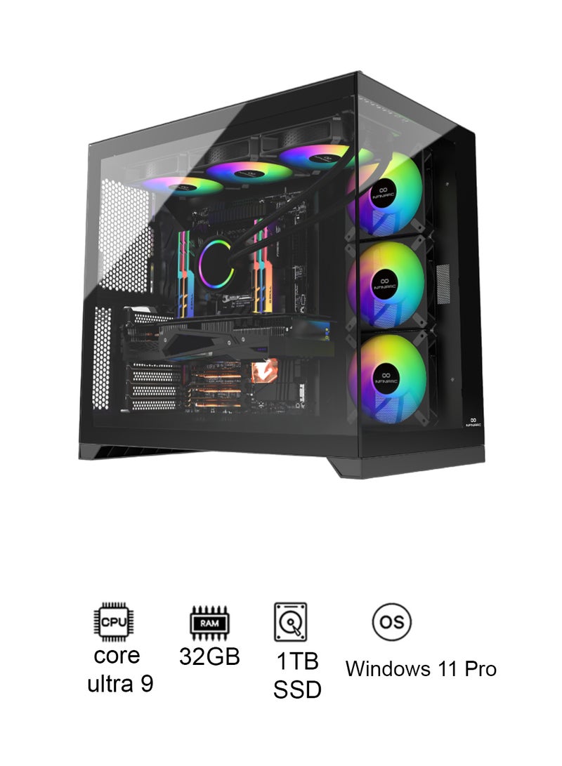 انفني ارك كمبيوتر ألعاب Cube Pro مع معالج Intel Core Ultra 9-285K/32GB RAM DDR5/1TB SSD/32GB Nvidia GeForce RTX 5090/Windows 11 Pro - Image 1