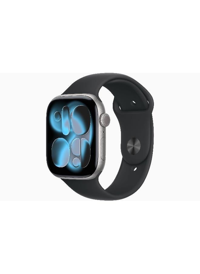 Apple Watch Series 11 GPS 46mm (International Version) Space Grey Aluminium Case With Black Sport Band - M/L - Image 1