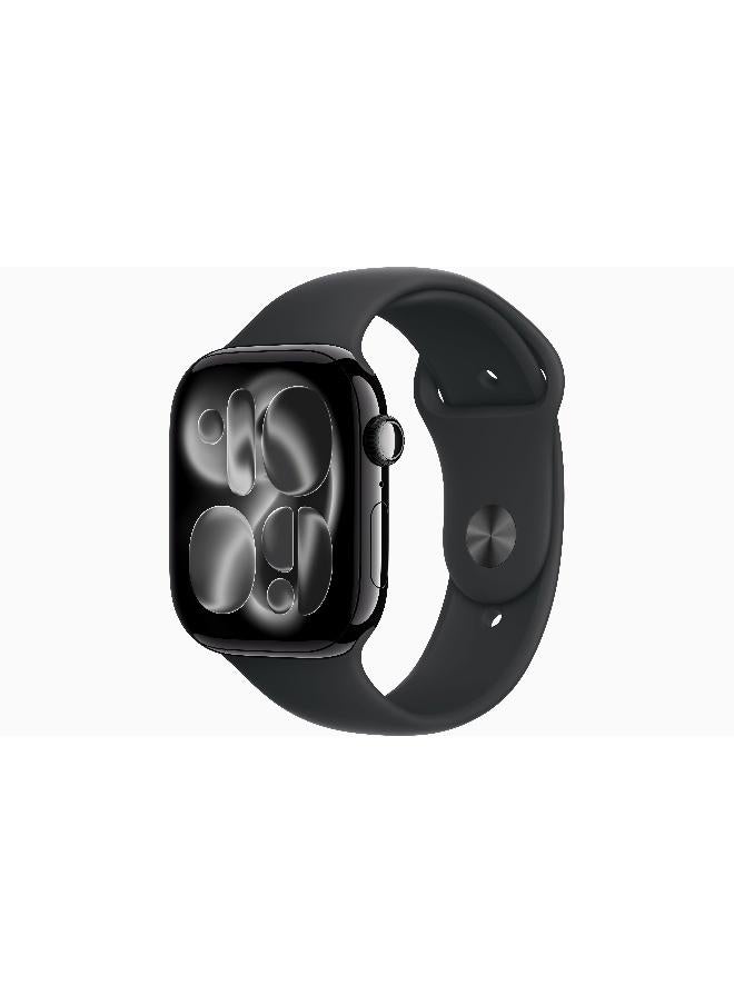 Apple Watch Series 11 GPS 46mm (International Version) Jet Black Aluminium Case With Black Sport Band - M/L - Image 1