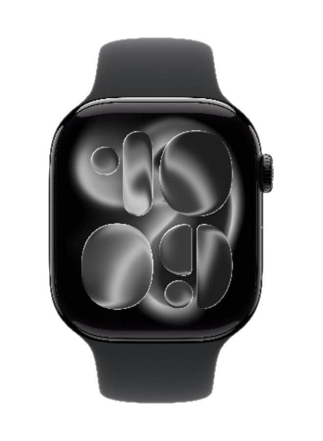 Apple Watch Series 11 GPS 46mm (International Version) Jet Black Aluminium Case With Black Sport Band - M/L - Image 2