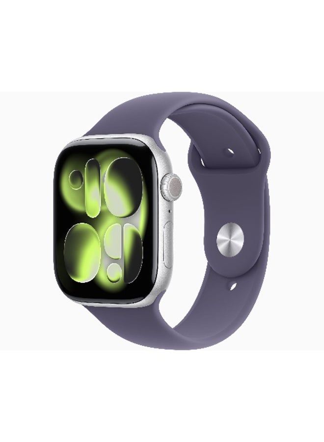 Apple Watch Series 11 GPS 46mm (International Version) Silver Aluminium Case With Purple Fog Sport Band - M/L - Image 1