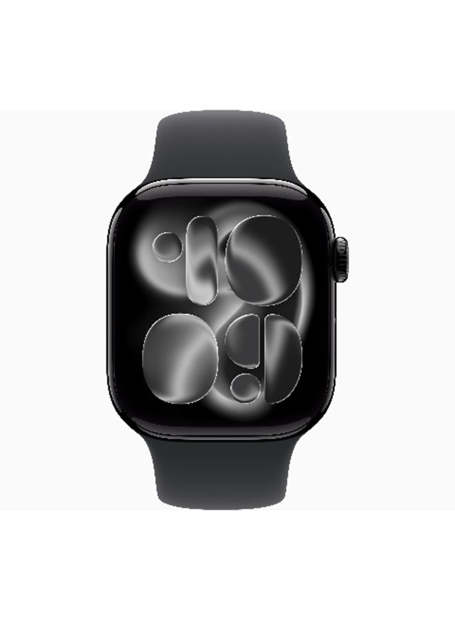 ابل  ساعة سلسلة 11 GPS + خلوية 42 مم (نسخة دولية) هيكل ألمنيوم أسود لامع مع - Image 2