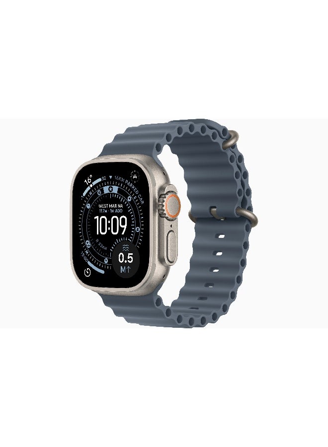 ابل  Watch Ultra 3 GPS + Cellular 49mm (International Version) Natural Titanium Case With Anchor Blue Ocean Band - Image 1