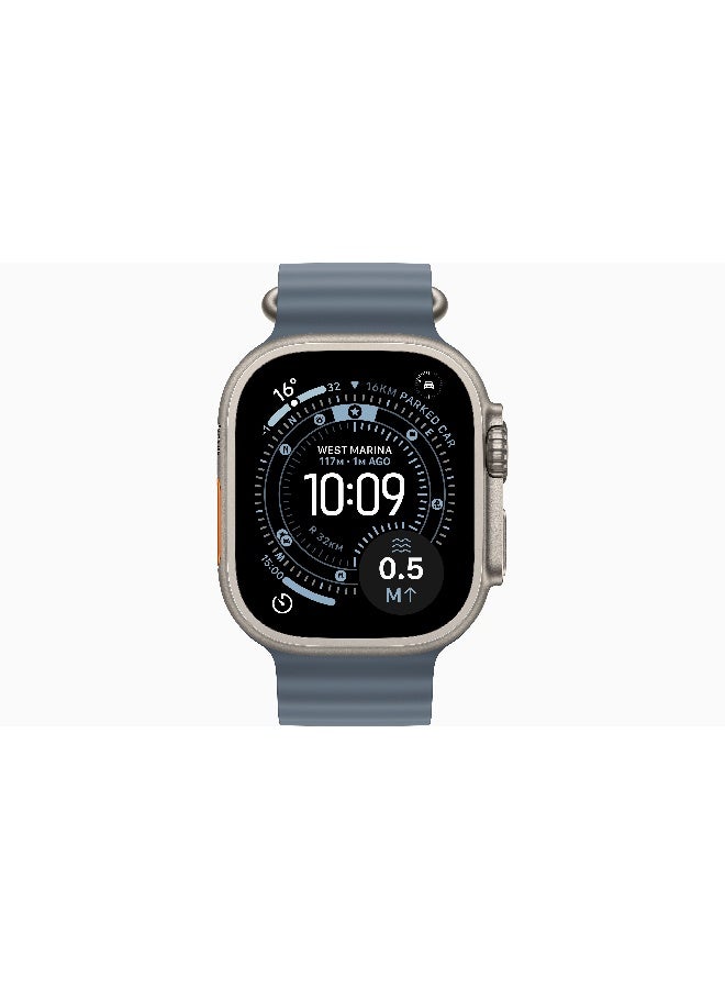 ابل  Watch Ultra 3 GPS + Cellular 49mm (International Version) Natural Titanium Case With Anchor Blue Ocean Band - Image 2