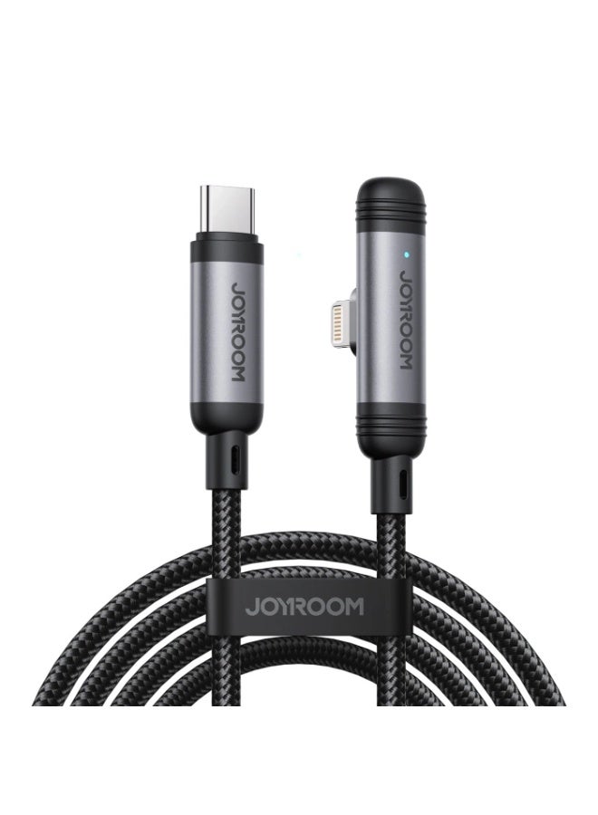 جوي روم S-A56 EnjoyX Series 90° USB-C - Lightning Cable 30W 1.2m - Black - Image 1
