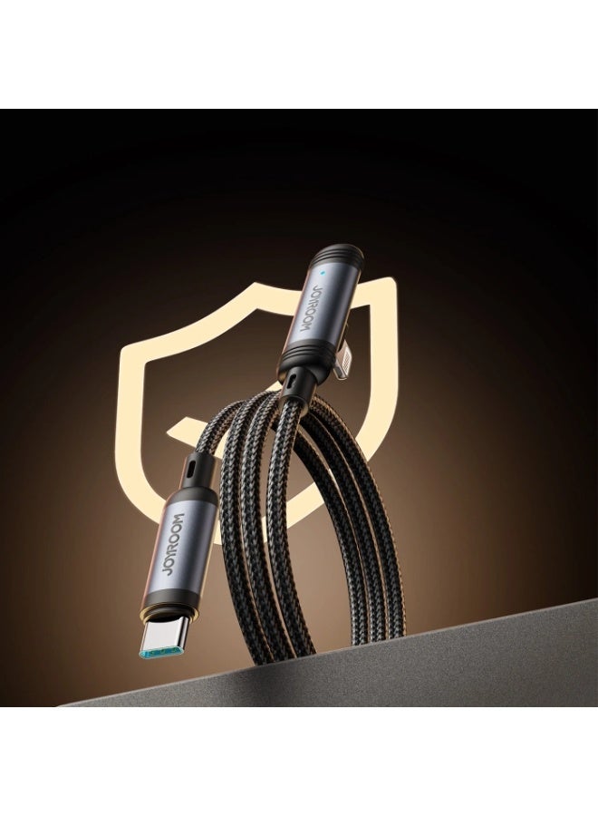 جوي روم S-A56 EnjoyX Series 90° USB-C - Lightning Cable 30W 1.2m - Black - Image 2