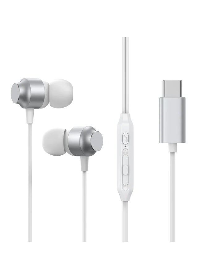 JR-EC06 Type-C In-Ear Metal Wired Earbuds White