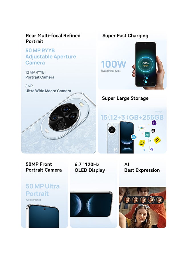 هواوي نوفا 14 ثنائي الشريحة كريستال أزرق 12 جيجابايت 256 جيجابايت 4G - نسخة الشرق الأوسط - Image 2