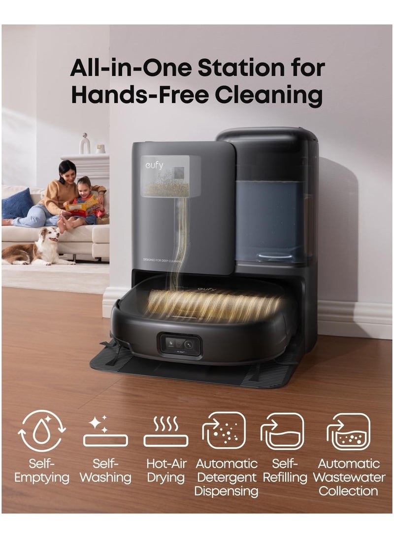 إيوفي مكنسة كهربائية روبوت E25 مع ممسحة، نظام هيدرو جيت، شفط قوي توربو 20,000 باسكال، بدون تشابك، تنظيف عميق من الزاوية إلى الزاوية ورفع الممسحة، مع محطة شاملة أوتوماتيكية - Image 4