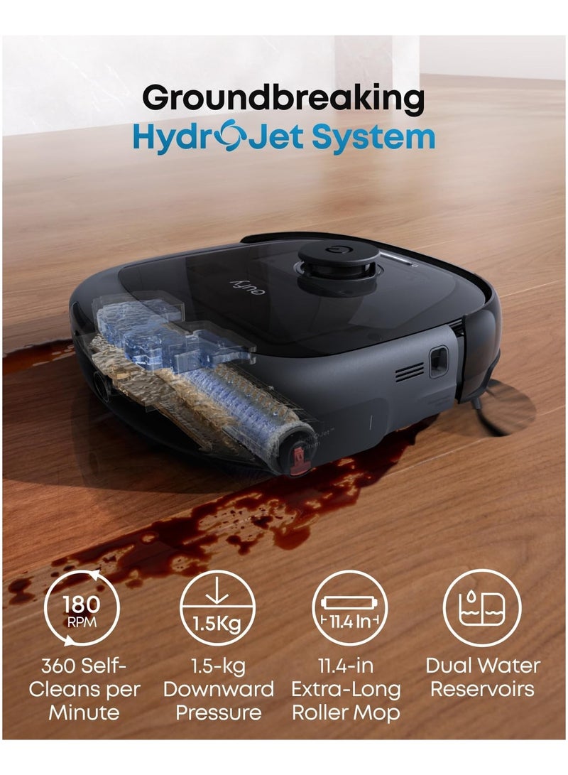 إيوفي مكنسة كهربائية روبوت E25 مع ممسحة، نظام هيدرو جيت، شفط قوي توربو 20,000 باسكال، بدون تشابك، تنظيف عميق من الزاوية إلى الزاوية ورفع الممسحة، مع محطة شاملة أوتوماتيكية - Image 2