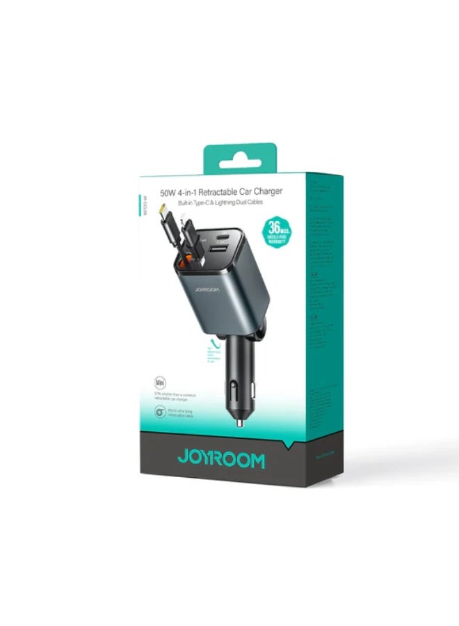 جوي روم JR-CCL05 4-in-1 Retractable Cable Car Charger Black - Image 5