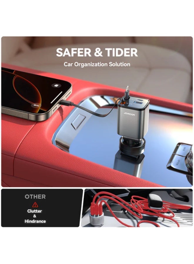 جوي روم JR-CCL05 4-in-1 Retractable Cable Car Charger Black - Image 3