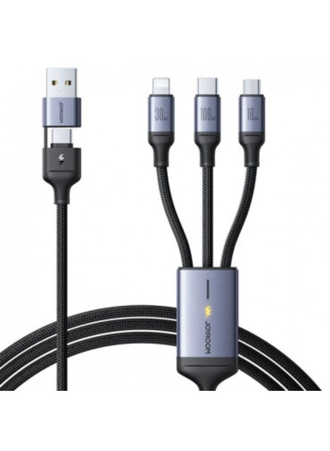 جوي روم S-A21 6 in 1 Fast Charging Cable 1.5m 100W Black
