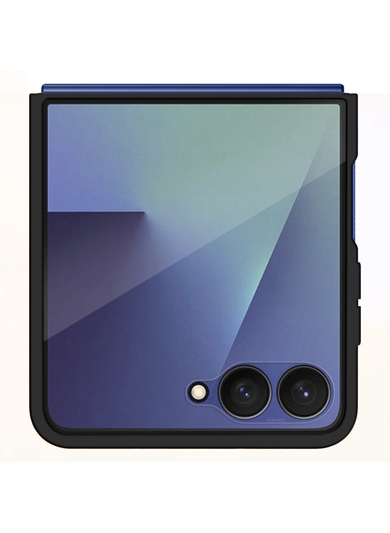 MARGOUN Kevlar Case for Samsung Galaxy Z Flip 7 - Ultra Thin and Light Carbon Fiber Texture Printing - Slim Anti-Scratch Phone Cover With Front Built-in Screen Protector - Black-1 - Image 5