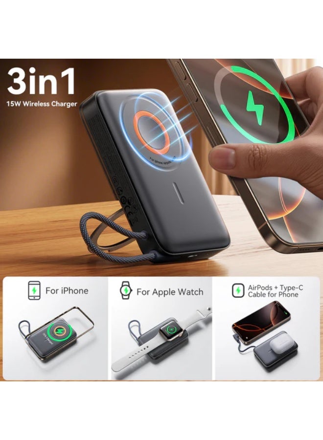 JOYROOM JR-PBM02 22.5W 3in1 magnetic mobile power bank 10000mAh black - Image 2