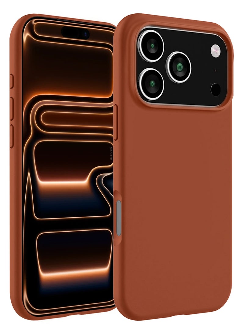 MARGOUN Liquid Silicone Protective Phone Case for iPhone 17 Pro , Soft Anti-Scratch Microfiber Lining Utra Slim Drop Protection Phone Cover - Windsor Brown-1 - Image 1