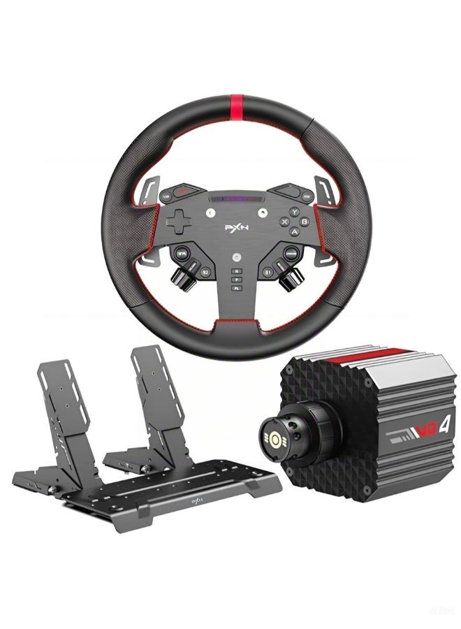 بي اكس ان مجموعة عجلة القيادة VD4 مع قاعدة عجلة القيادة و مجموعة الدواسات مع ردود فعل متقدمة للقوة للكمبيوتر الشخصي و PS4 - Image 1