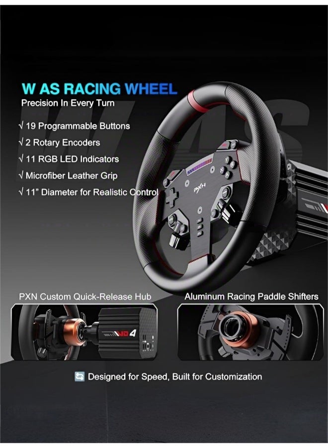 بي اكس ان مجموعة عجلة القيادة VD4 مع قاعدة عجلة القيادة و مجموعة الدواسات مع ردود فعل متقدمة للقوة للكمبيوتر الشخصي و PS4 - Image 5