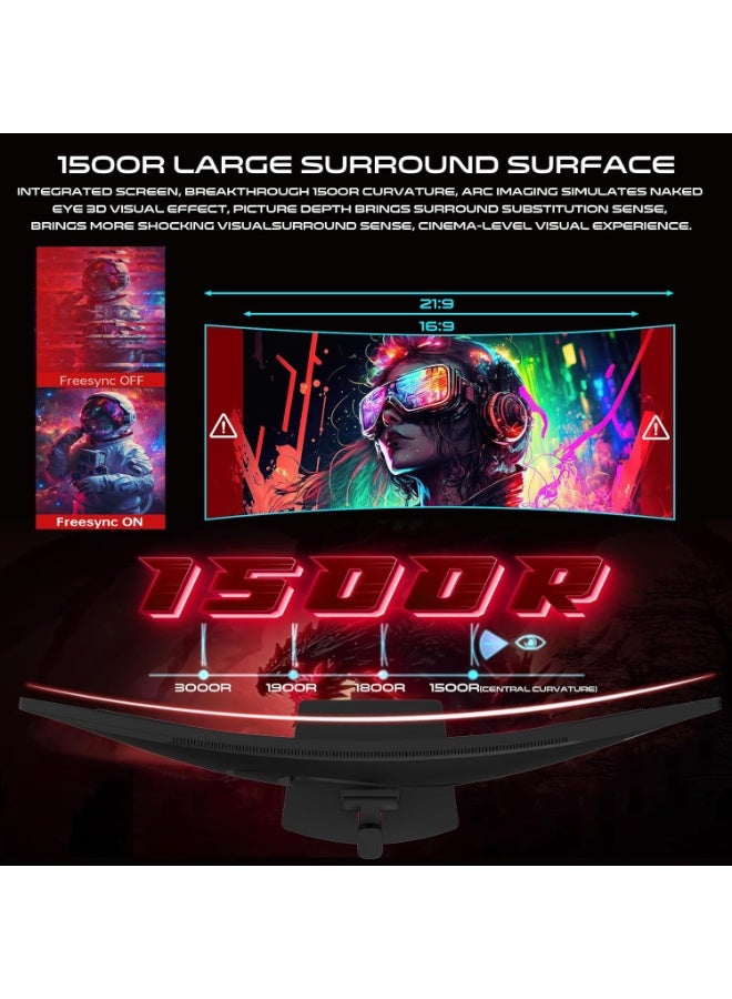 GAMEON Spectra Pro 34-Inch Curved Ultra-Wide Gaming Monitor, QHD 3440×1440, 1500R Curvature, 120Hz Refresh Rate, 0.5ms MPRT Response, Fast VA Panel with HDR, HDMI 2.1 & DisplayPort, PS5 Xbox PC Laptop Compatible Black - Image 3