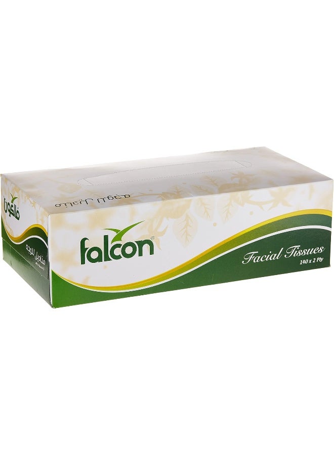 Falcon Facial Tissue, 140 Sheet x 2 Ply - 5 Boxes White - Image 1
