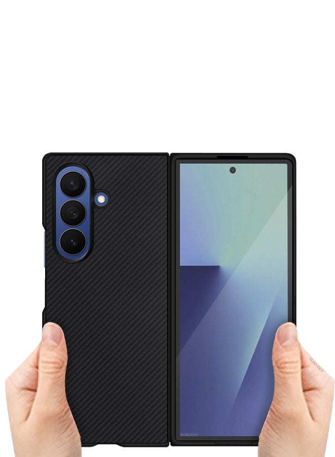 MARGOUN Case Cover for for Samsung Galaxy Z Fold 7 - Kevlar Bullet Proof Phone Case - Ultra Thin and Light Carbon Fiber Texture Printing Slim Anti-Scratch Phone Cover With Front Built-in Screen Protector - black - Image 4